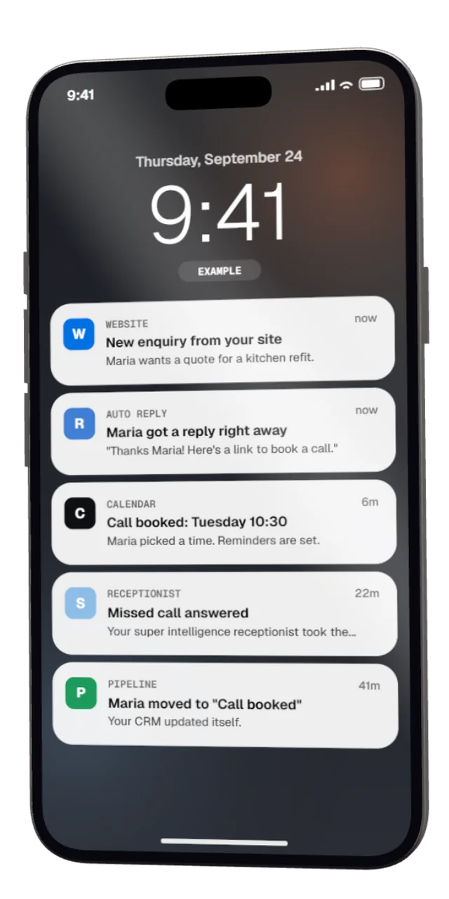 A phone lock screen with notifications for one new customer